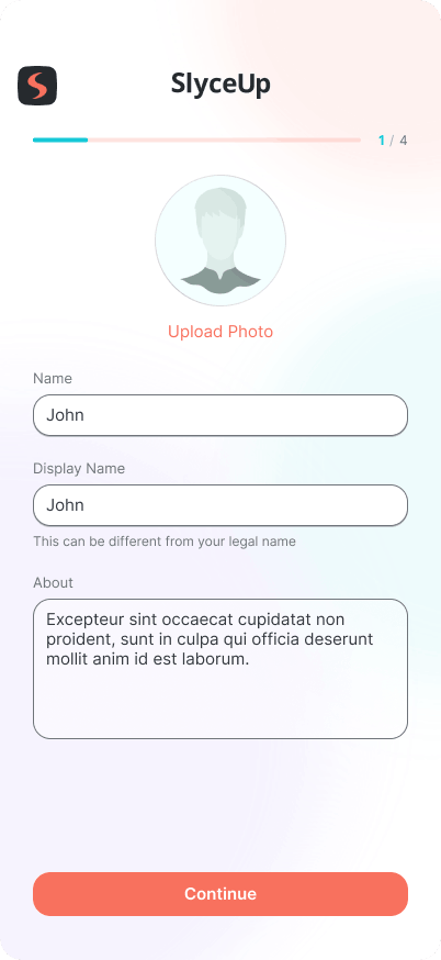  SlyceUp Onboarding Profile 